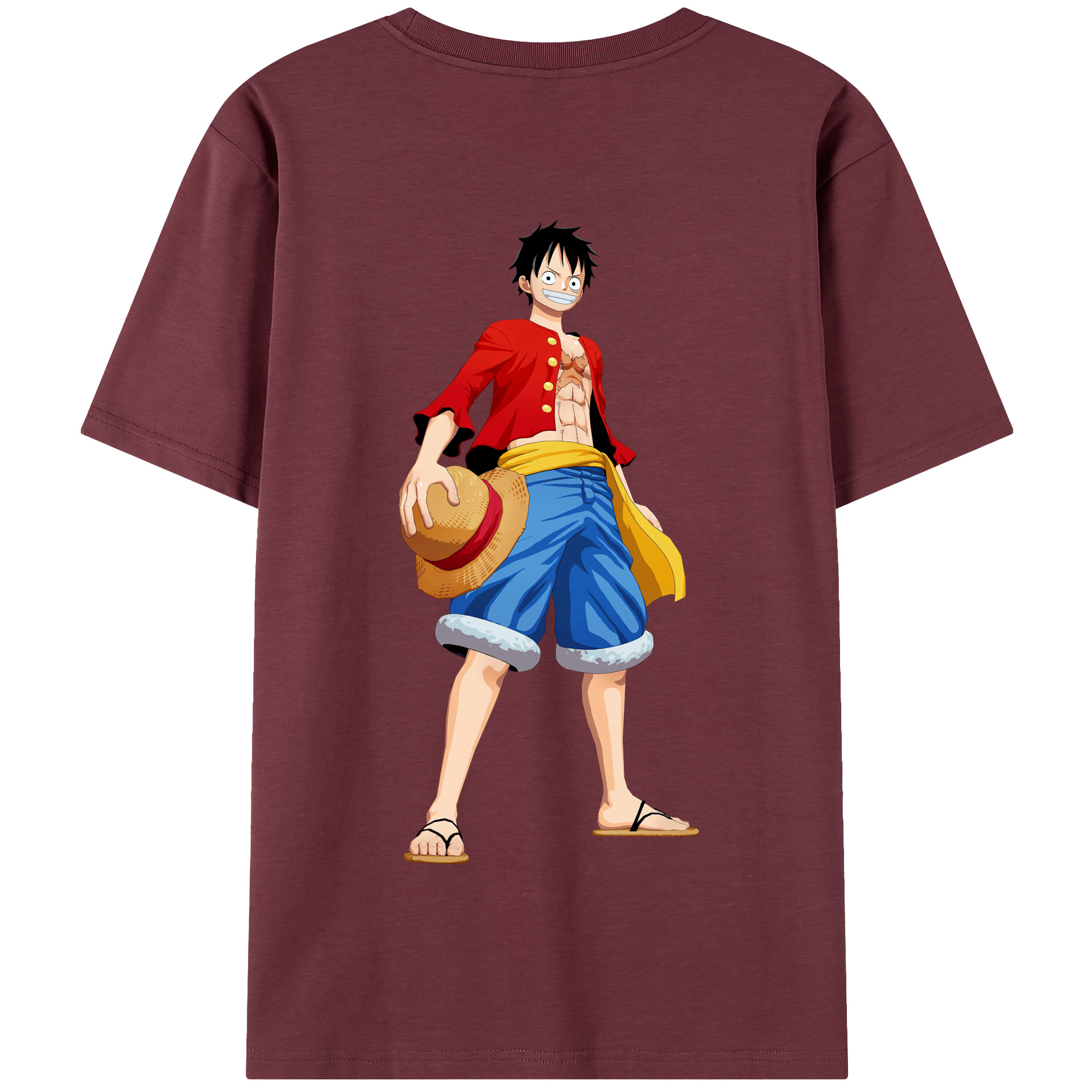 ワンピース モンキー・D・ルフィ ONE PIECE Monkey D. Luffy 綿100％半袖Tシャツ（背面プリント）